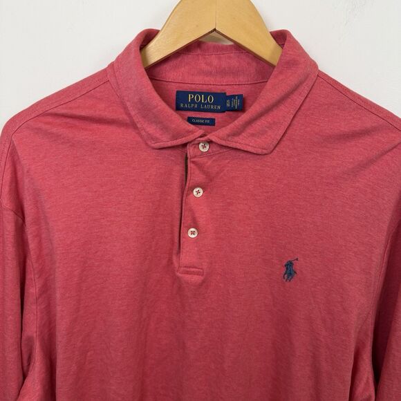 Polo Ralph Lauren Classic Fit Long Sleeve Polo Shirt Mens XL Red Pony Preppy - Picture 2 of 14